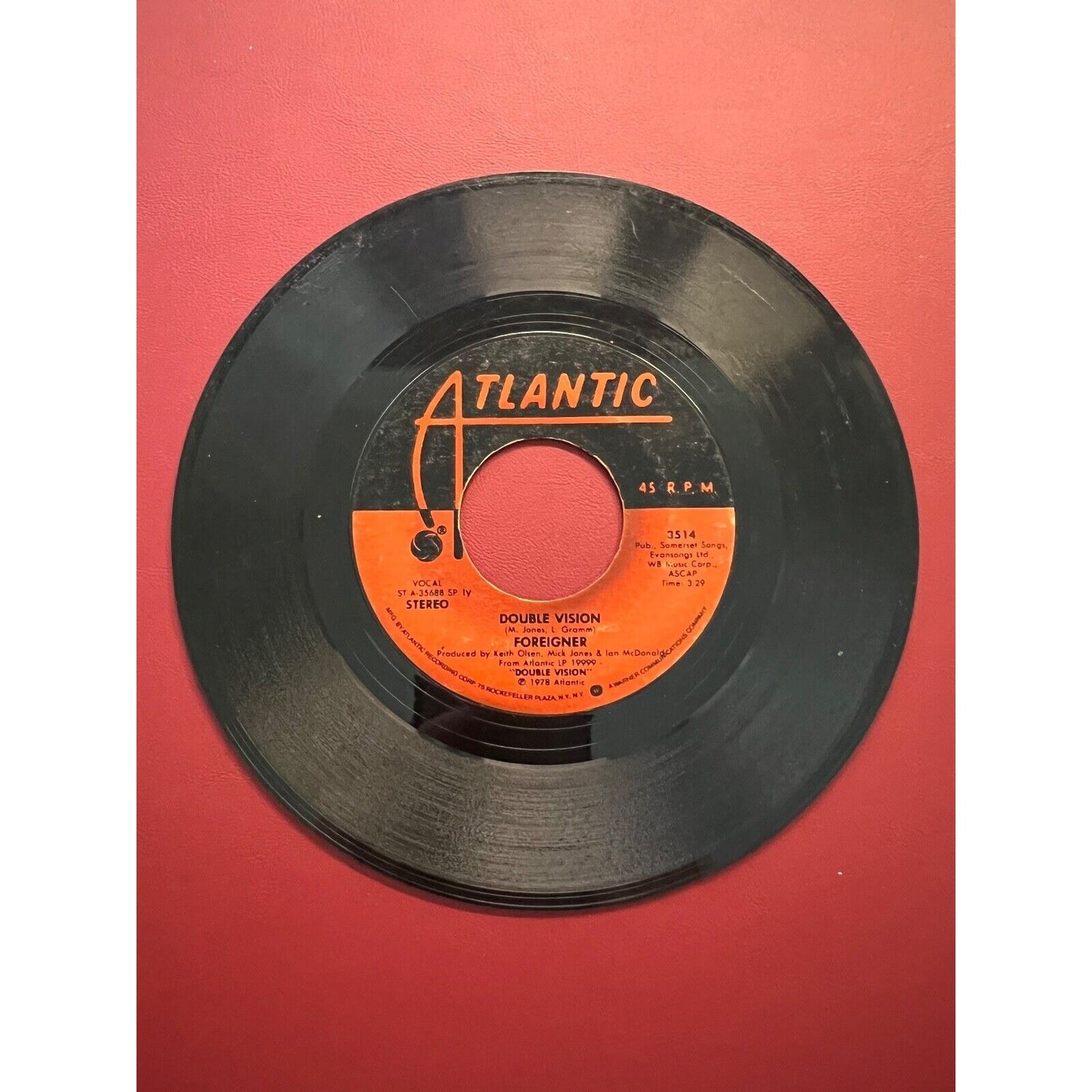 1978 FOREIGNER 45RPM 7” Atlantic Records “Double Vision” (J99-1)