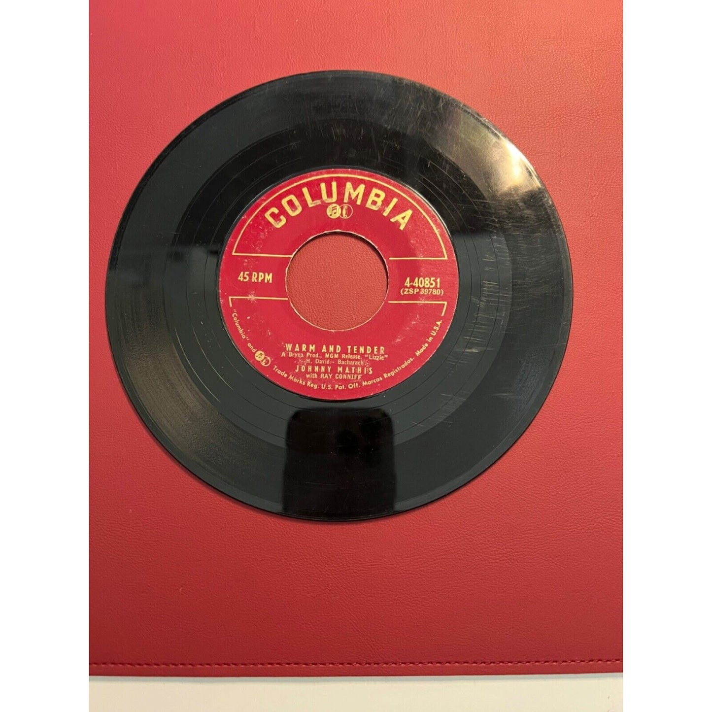 45 RPM Record-Columbia 4-40851-Johnny Mathis-It's Not For Me To Say/Warm and Ten