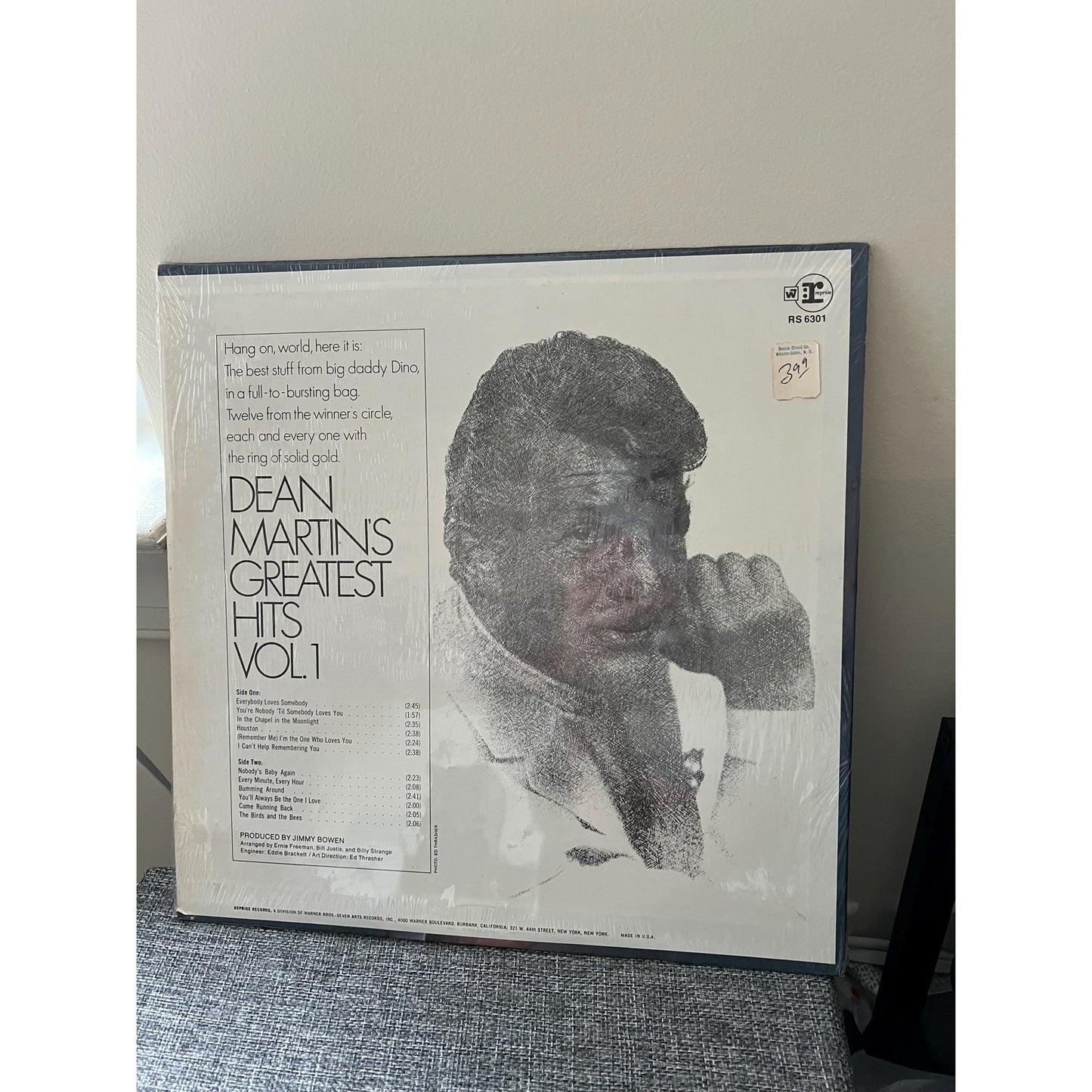 Dean Martin's Greatest Hits Vol. 1 1968 Stereo Vinyl LP Rat Pack Crooner RS-6301