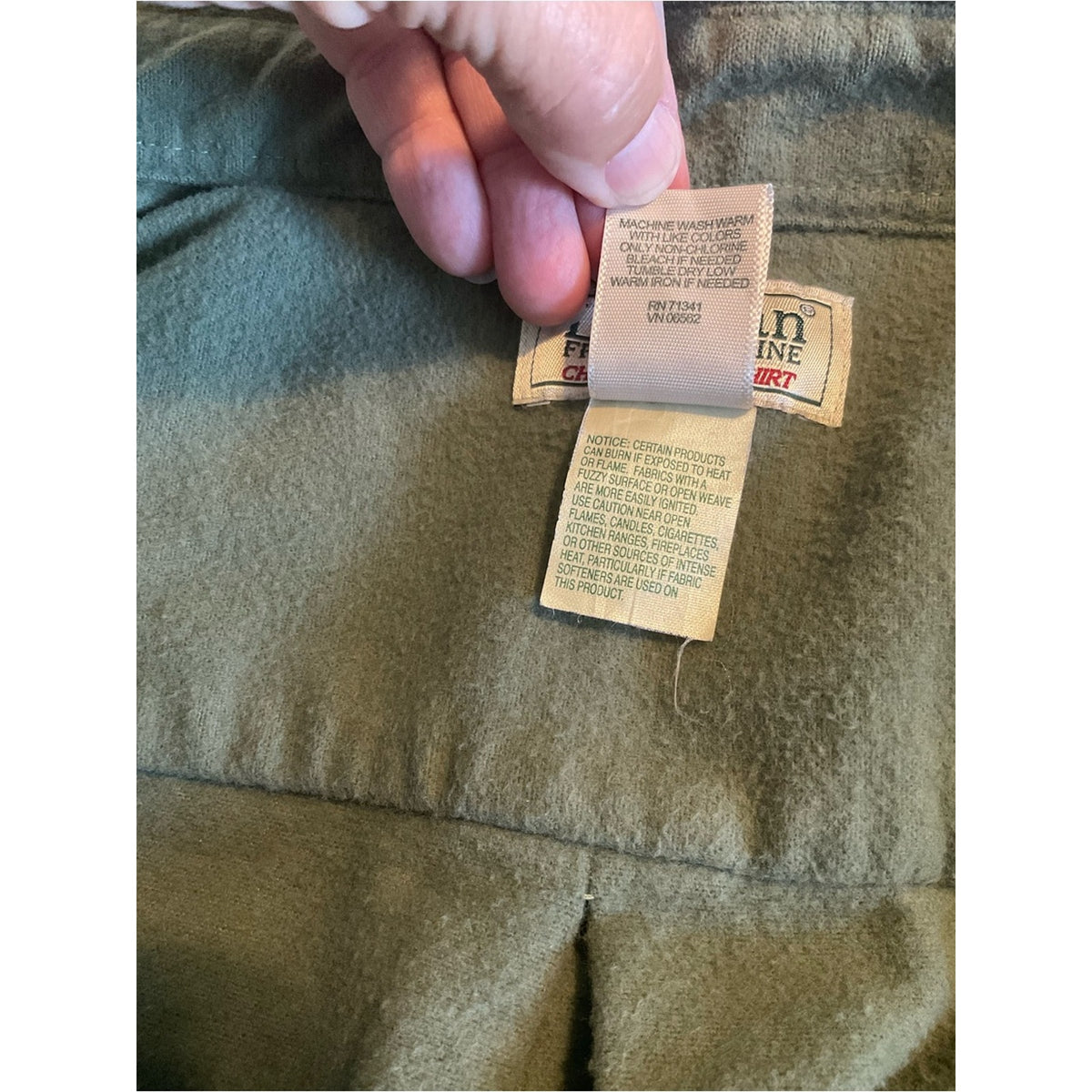 L.L. Bean Men's Olive Green Button-Front Utility Shirt