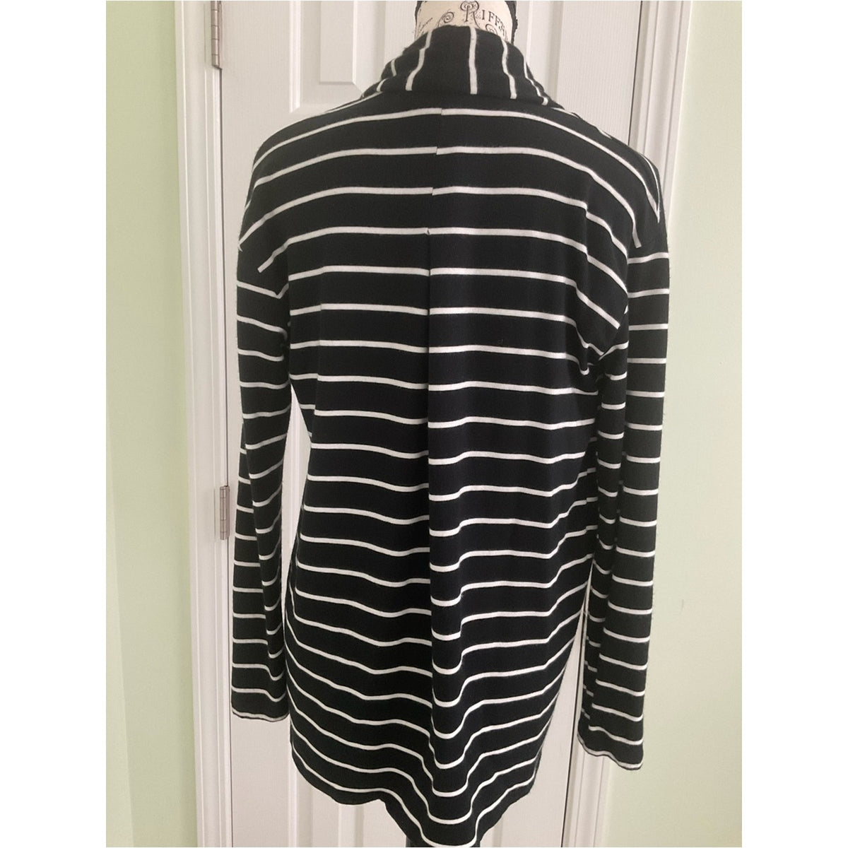 A New Day Black & White Striped Open-Front Cardigan