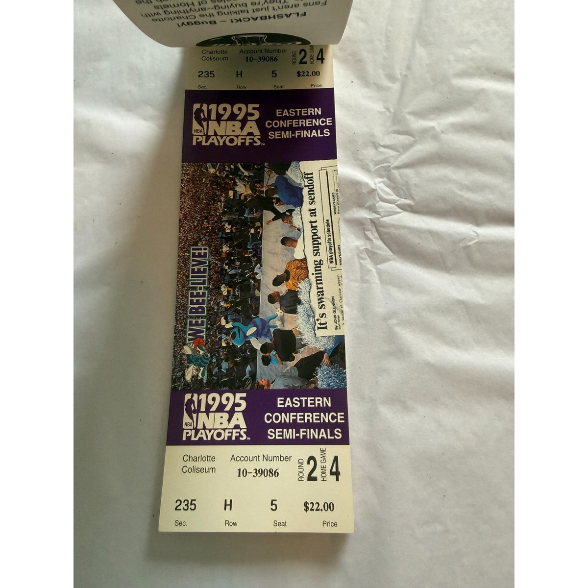 Charlotte Hornets Vintage 1995 Playoff Tickets - Nearly Complete Book NBA - Rare