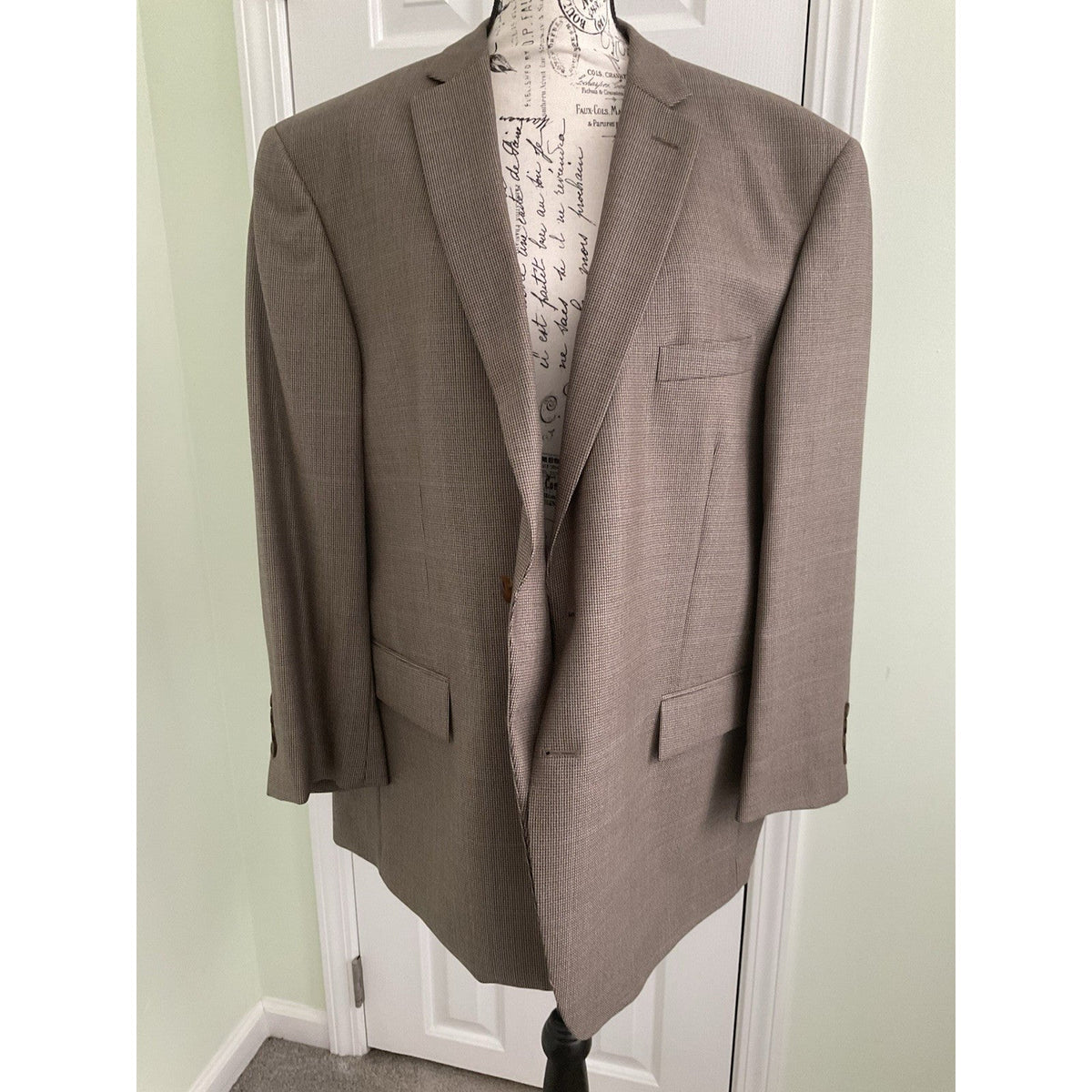 Pronto Uomo Couture Brown Houndstooth Wool 2-Button Blazer 48S