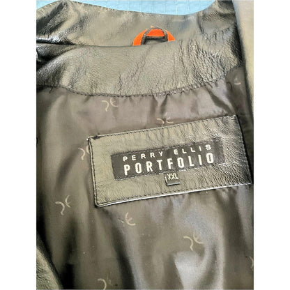 Perry Ellis Portfolio Leather Jacket Black XXL
