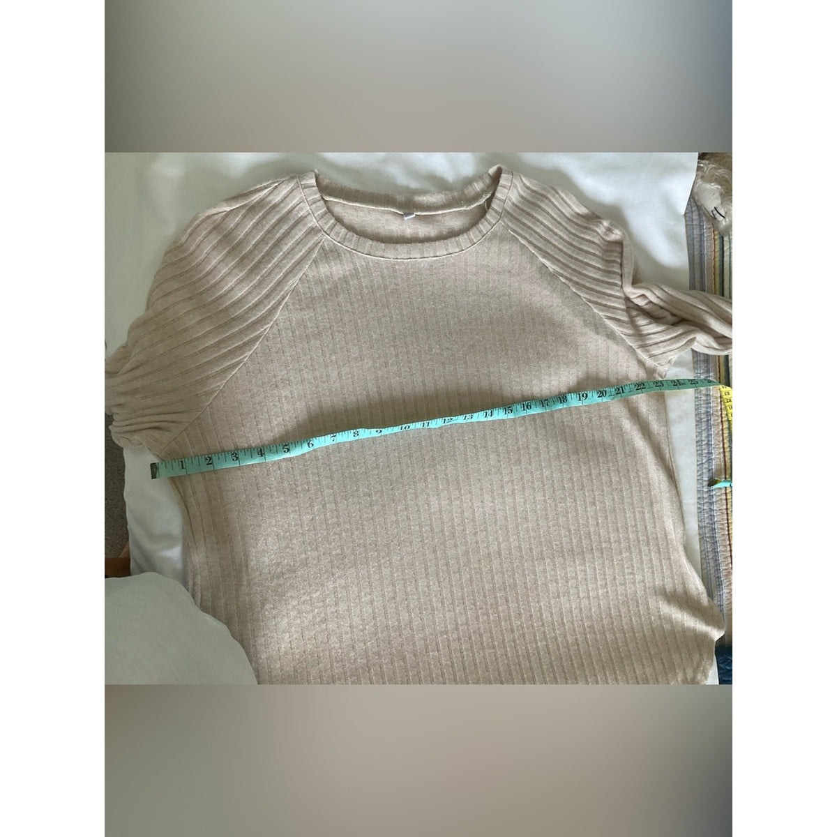 Ribbed Crewneck Sweater in Light Cream