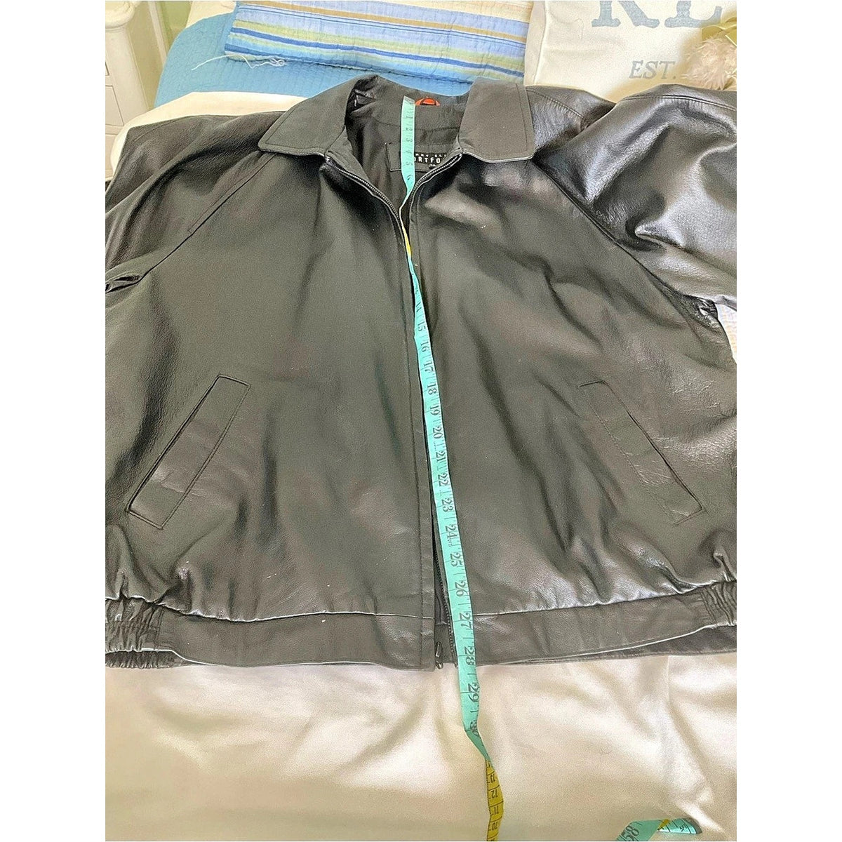 Perry Ellis Portfolio Leather Jacket Black XXL