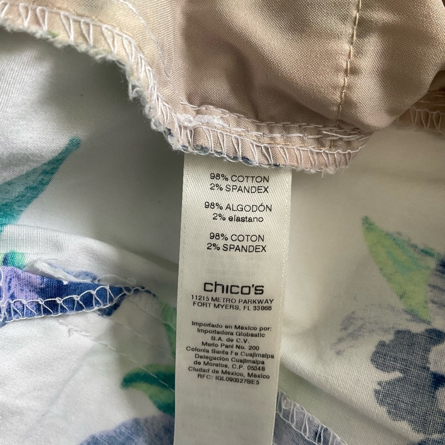 Chico's Floral Print Capris - White, Blue, Pink, Green