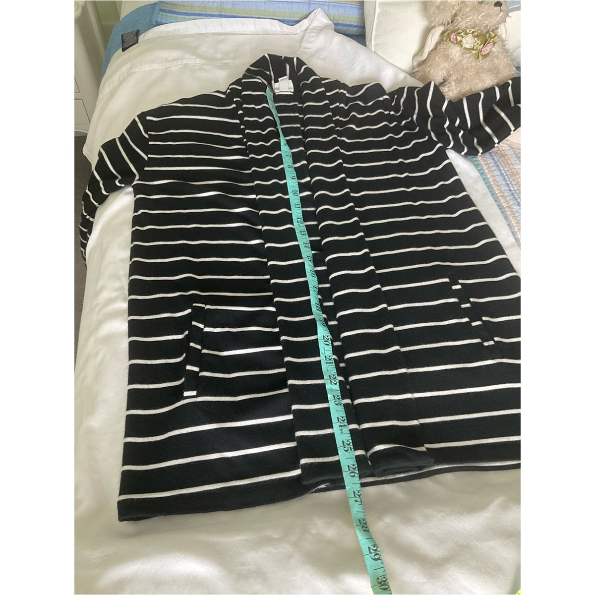 A New Day Black & White Striped Open-Front Cardigan