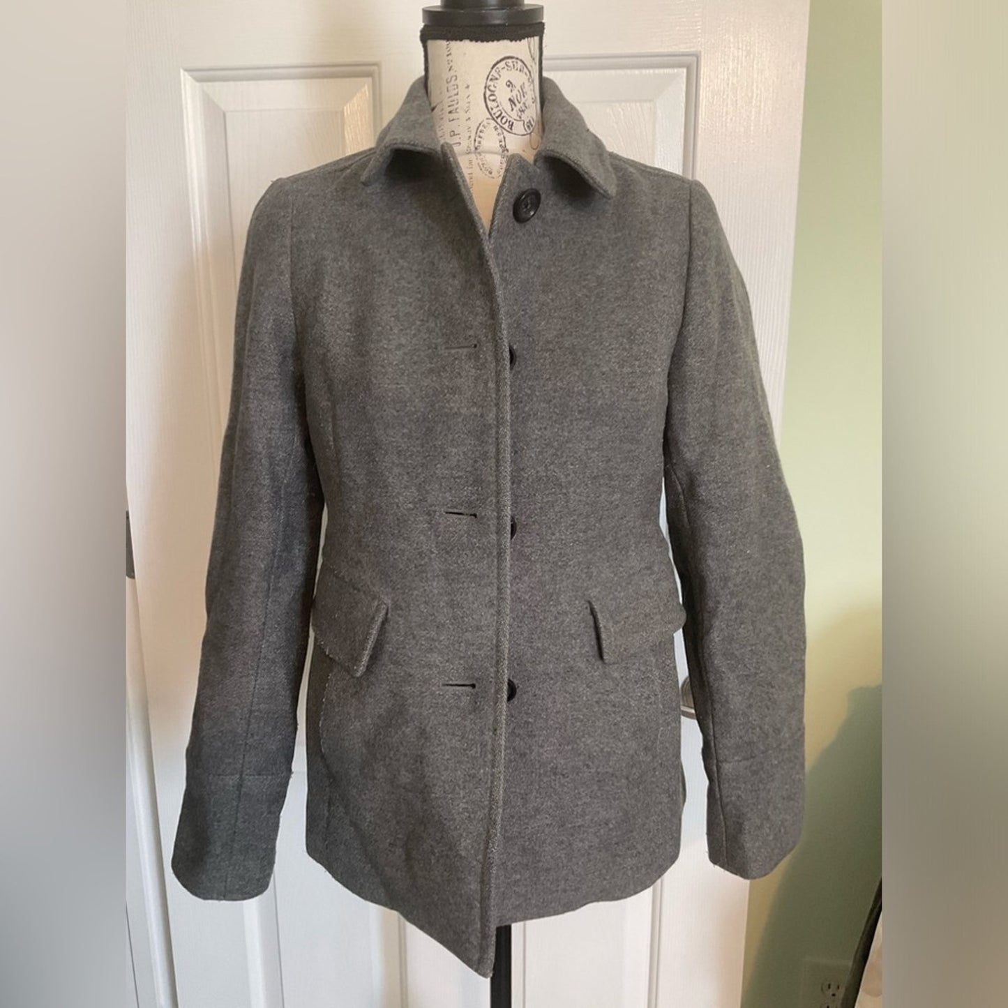 Banana Republic wool button down gray jacket .