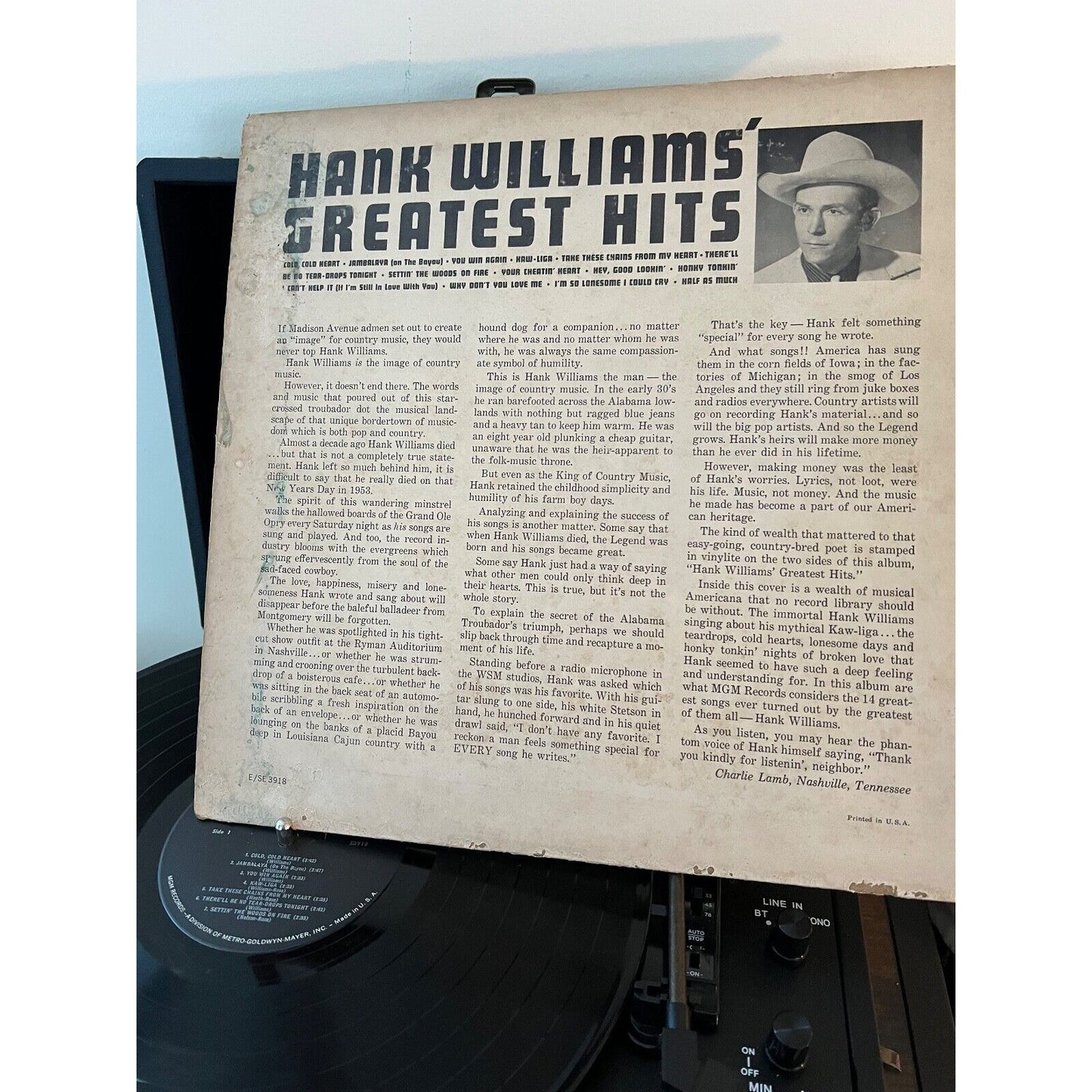 HANK WILLIAMS - Greatest Hits (14 Of The Best) - 12" Vinyl Record LP - EX