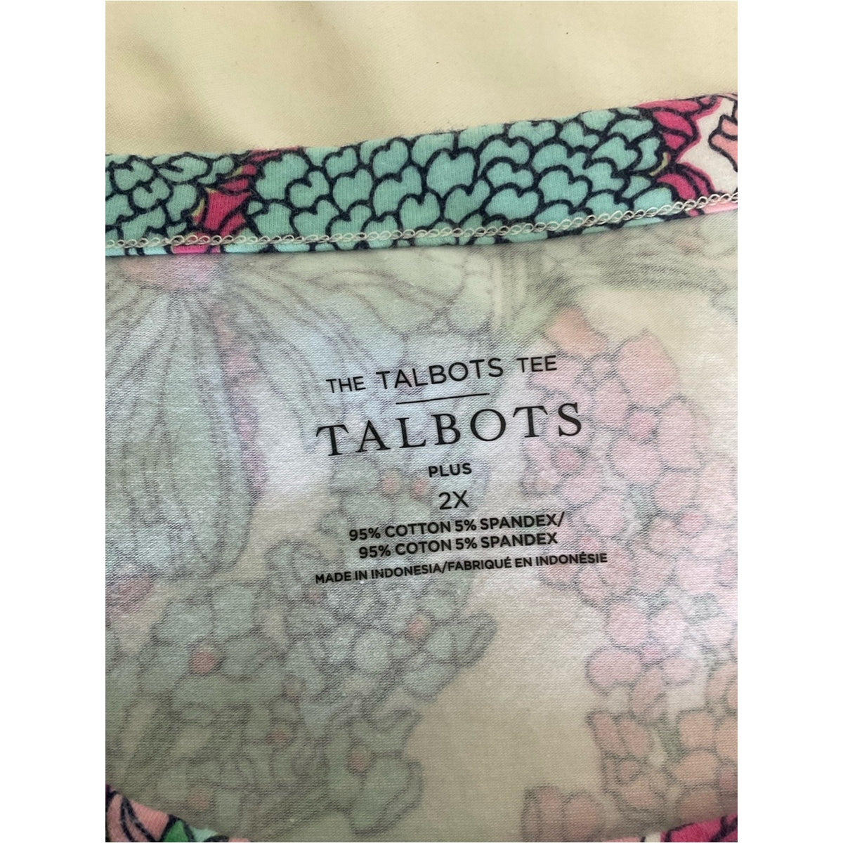Talbots Pink & Teal Floral Short Sleeve Top