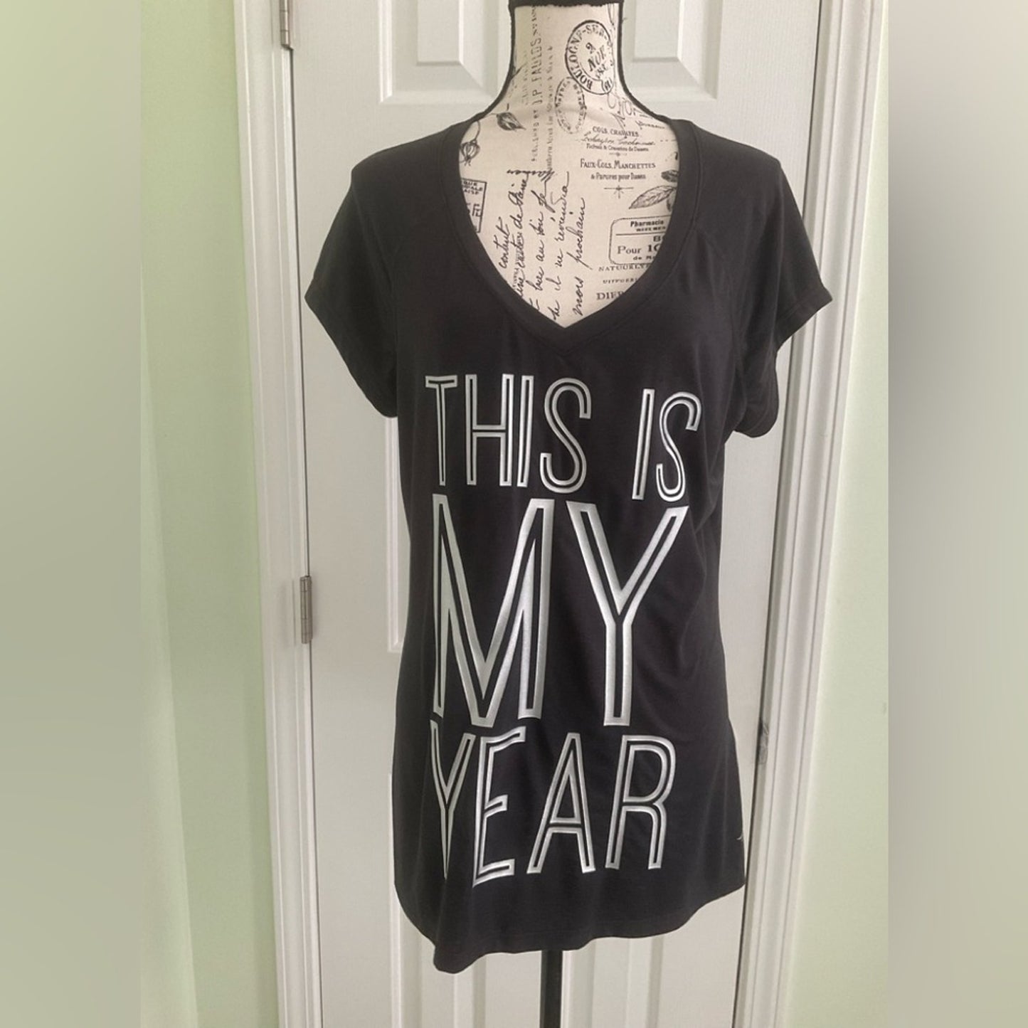 Ideology Black Graphic V-Neck Tee