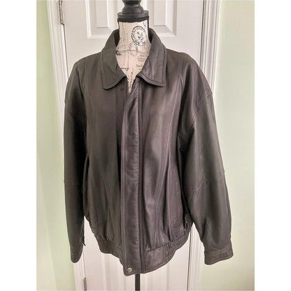 Vintage Reed Leather Bomber Jacket Brown