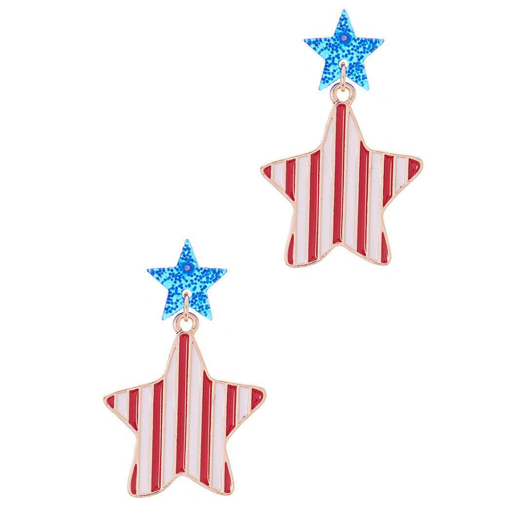 Fashion City - Star Shaped USA Flag Enamel Post Earring: ONE SIZE / MUL