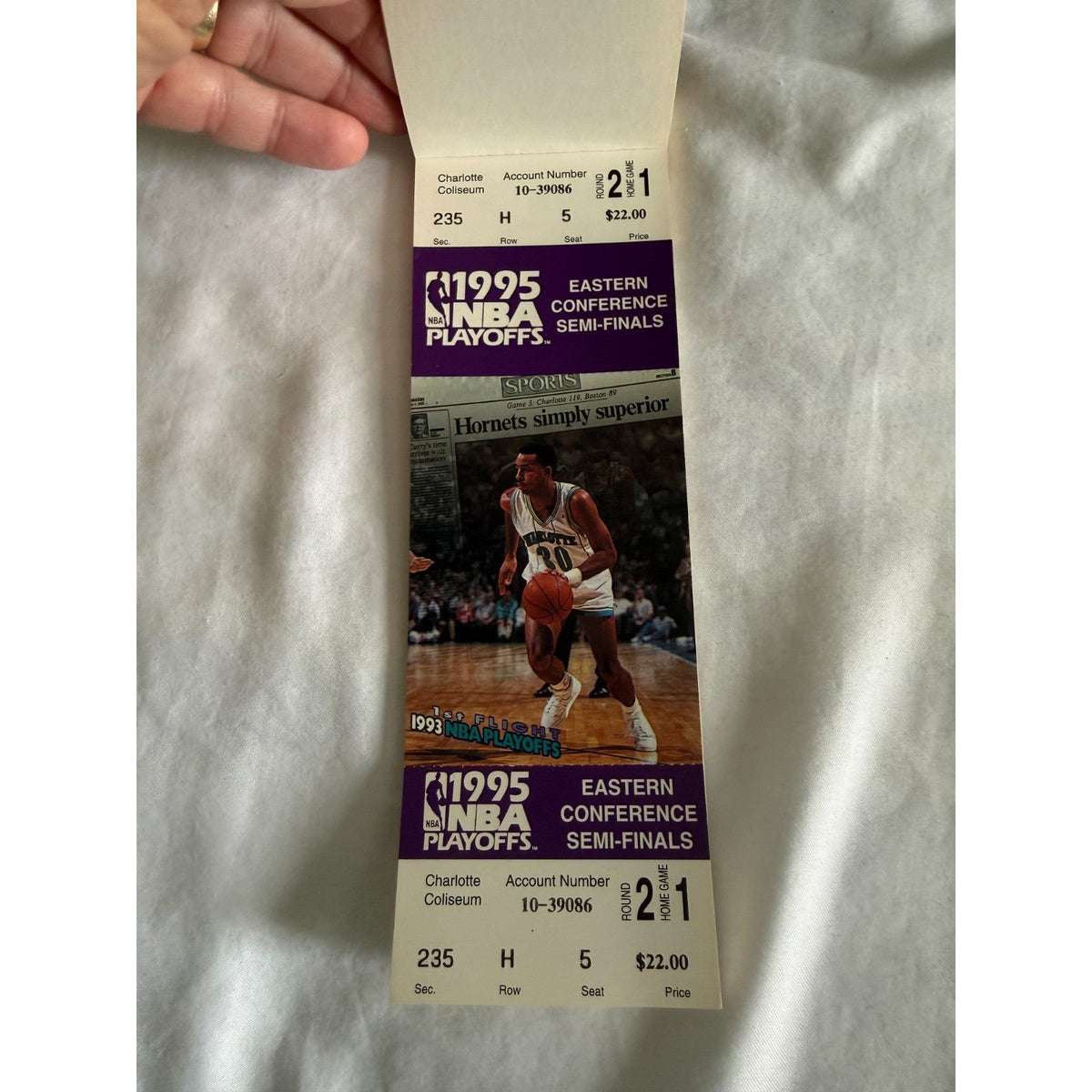 Charlotte Hornets Vintage 1995 Playoff Tickets - Nearly Complete Book NBA - Rare
