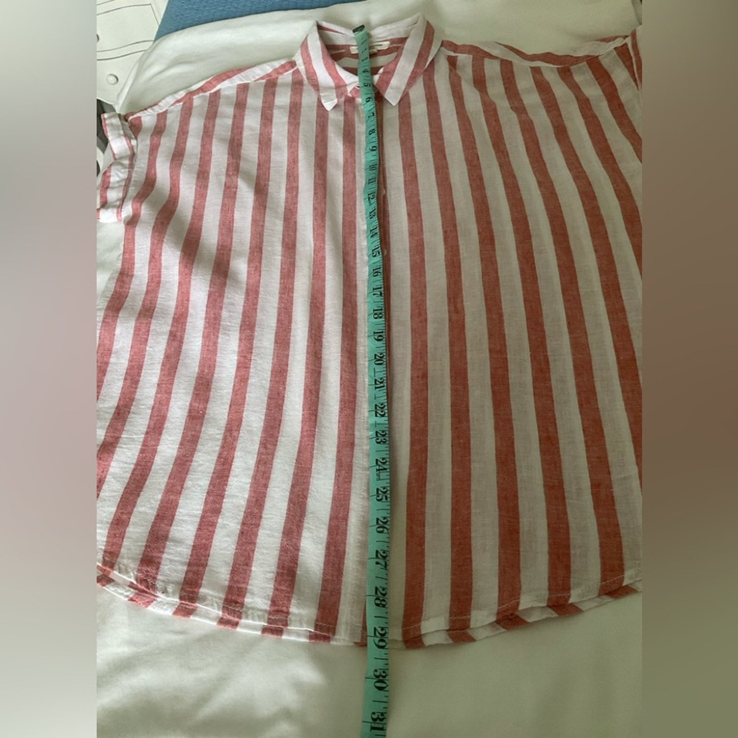 beachlunchlounge Red and White Striped Button Down Shirt