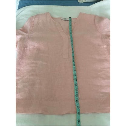 Charter Club Soft Pink Linen V-Neck Tunic with Sleeve Ties