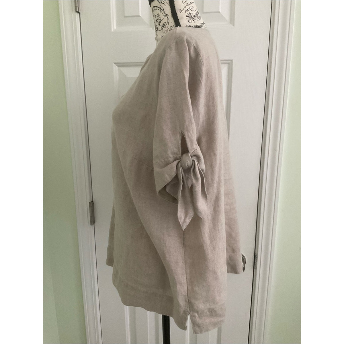 Charter Club Linen Split V-Neck Tunic in Light Taupe