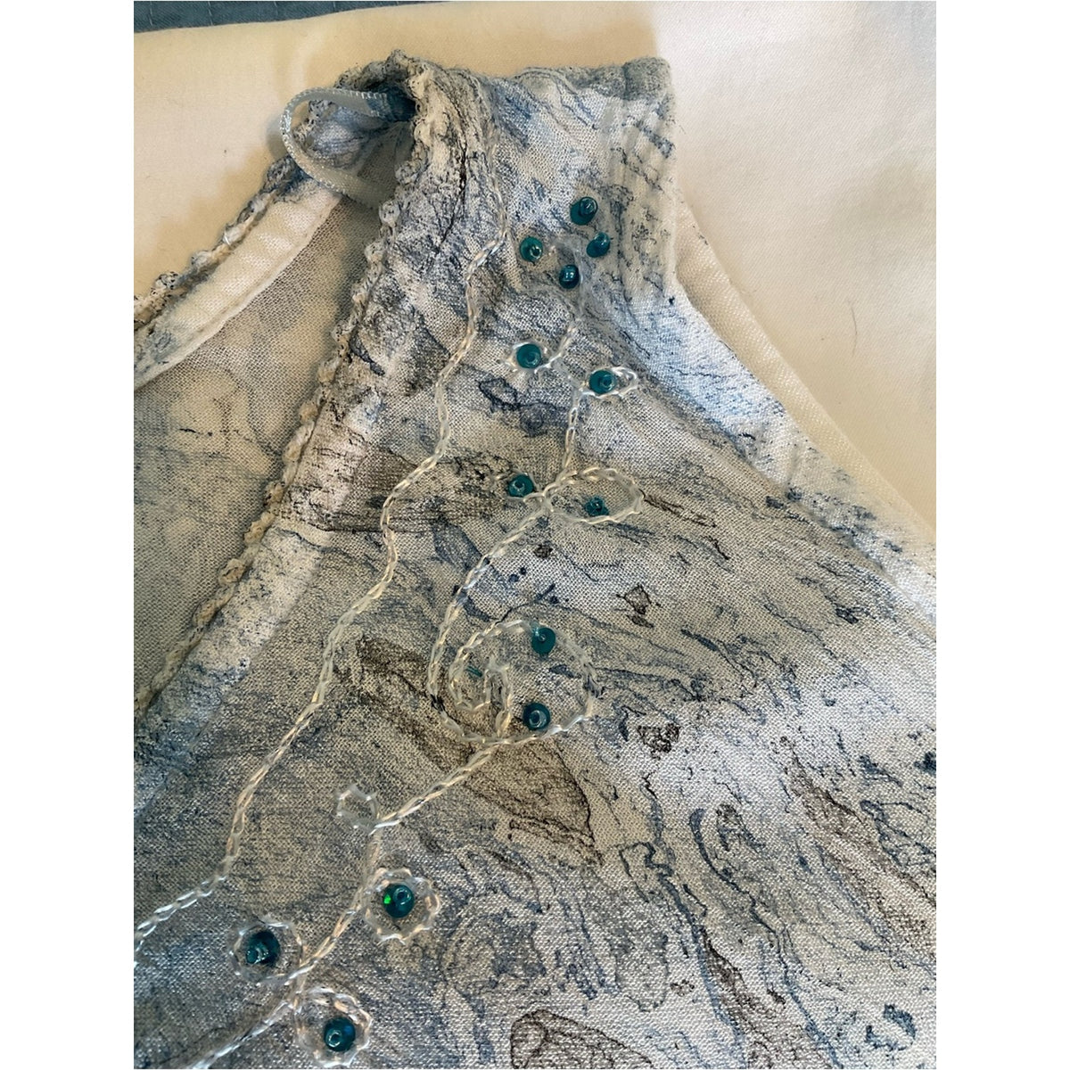 Charlie Paige Light Blue Lace-Trim Sleeveless Tunic