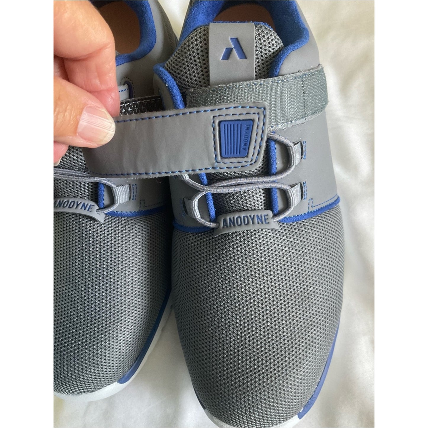 Anodyne Men's Gray and Blue Comfort Lace-strap Sneakers