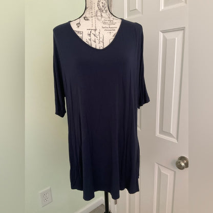 Isaac Liev v-neck cold shoulder Tunic - dark blue