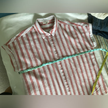 beachlunchlounge Red and White Striped Button Down Shirt