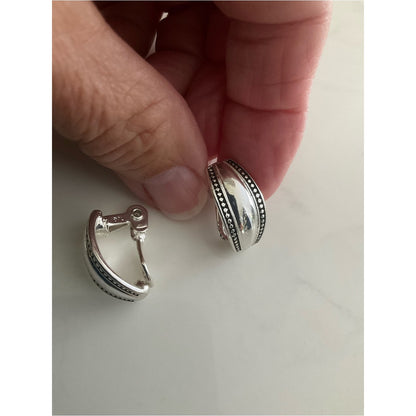 Napier Silver-Tone Dome Clip-On Earrings with Beaded Edge
