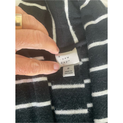 A New Day Black & White Striped Open-Front Cardigan