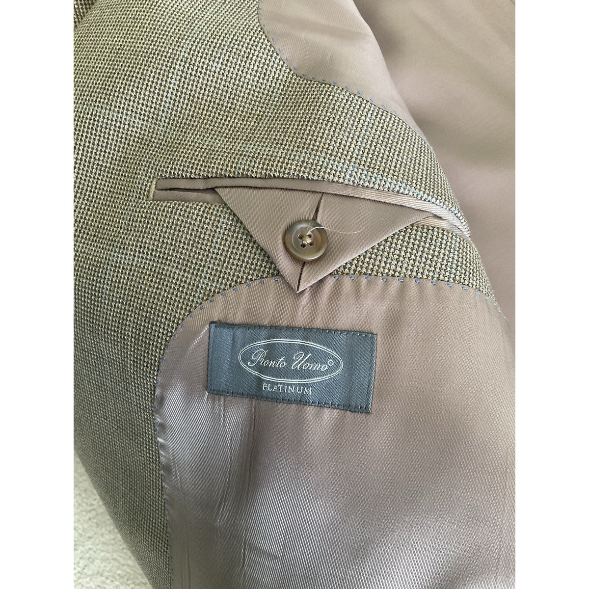 Pronto Uomo Couture Brown Houndstooth Wool 2-Button Blazer 48S