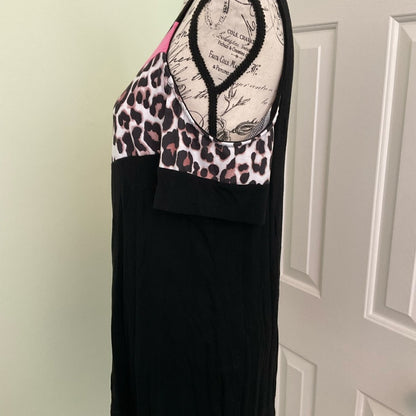 Cold Shoulder long Tunic top with leopard print