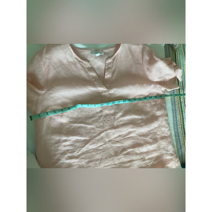 Charter Club Soft Pink Linen V-Neck Tunic with Sleeve Ties