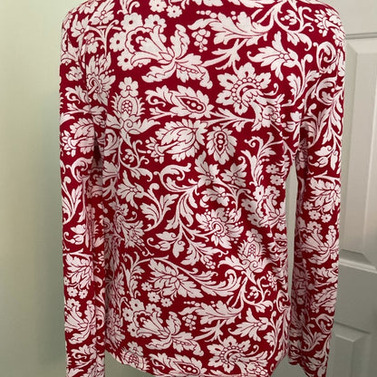 Talbots Red and White Long Sleeve Top