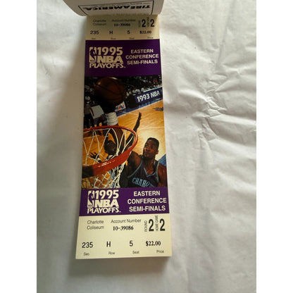 Charlotte Hornets Vintage 1995 Playoff Tickets - Nearly Complete Book NBA - Rare