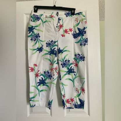 Chico's Floral Print Capris - White, Blue, Pink, Green