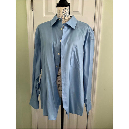 Pronto Uomo Blue Cotton Dress Shirt Size 19 34/35