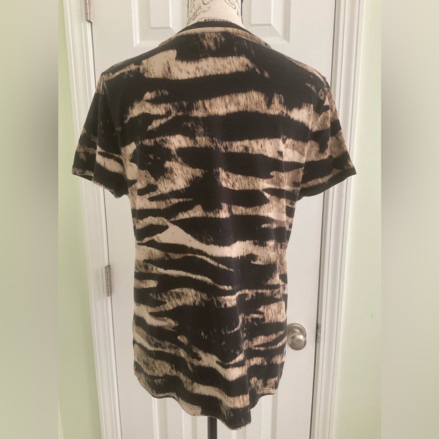 Michael Kors Black and Tan Short Sleeve Top