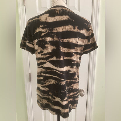 Michael Kors Black and Tan Short Sleeve Top