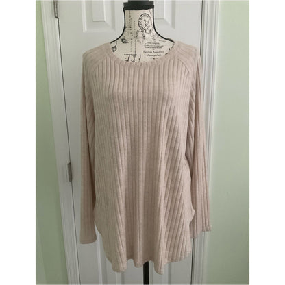 Ribbed Crewneck Sweater in Light Cream
