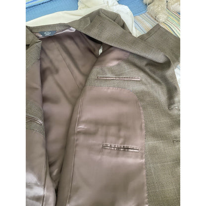 Pronto Uomo Couture Brown Houndstooth Wool 2-Button Blazer 48S