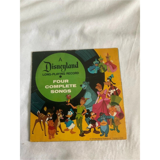 Vintage 1972 Disneyland Four Complete Songs 7” Vinyl Record