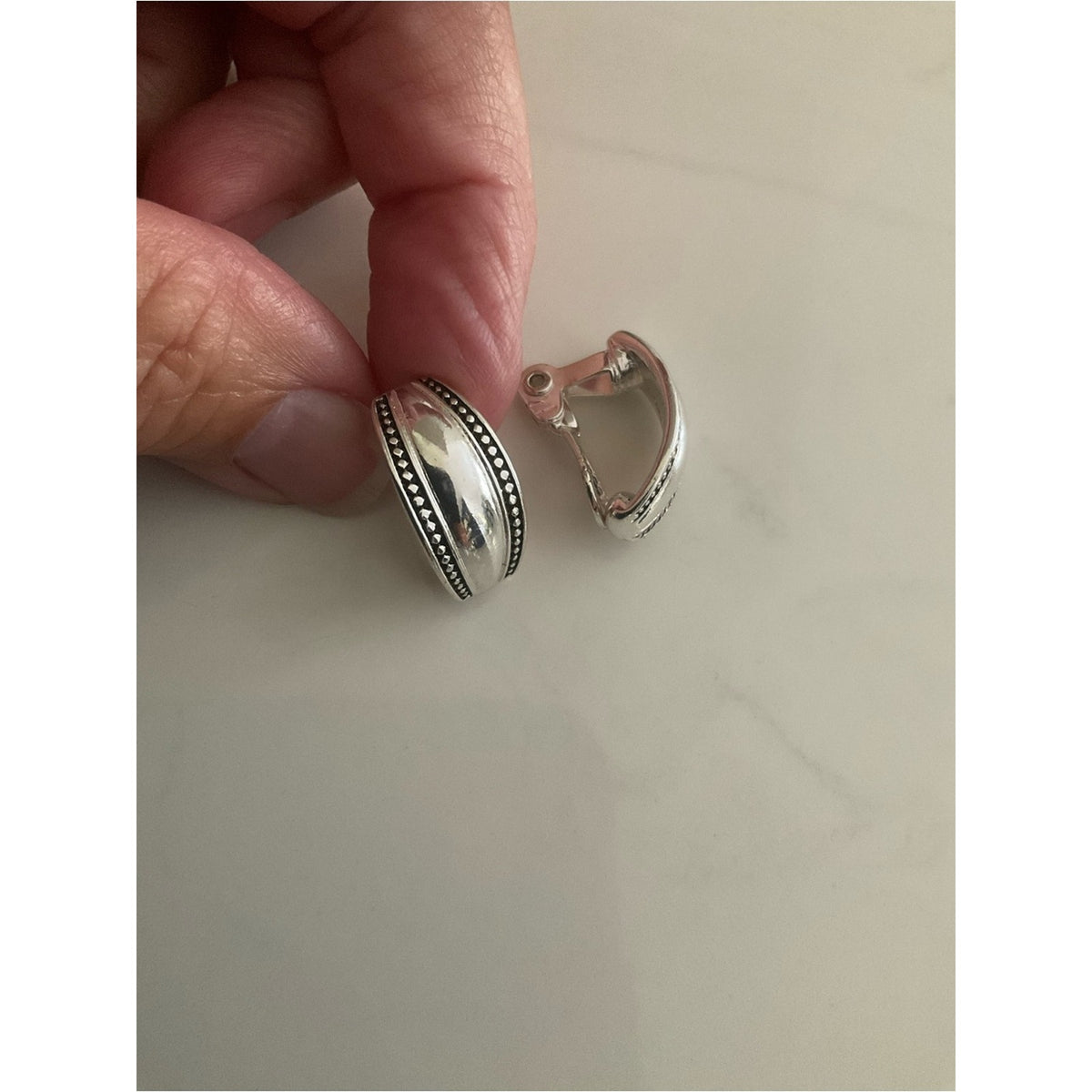 Napier Silver-Tone Dome Clip-On Earrings with Beaded Edge