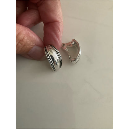 Napier Silver-Tone Dome Clip-On Earrings with Beaded Edge