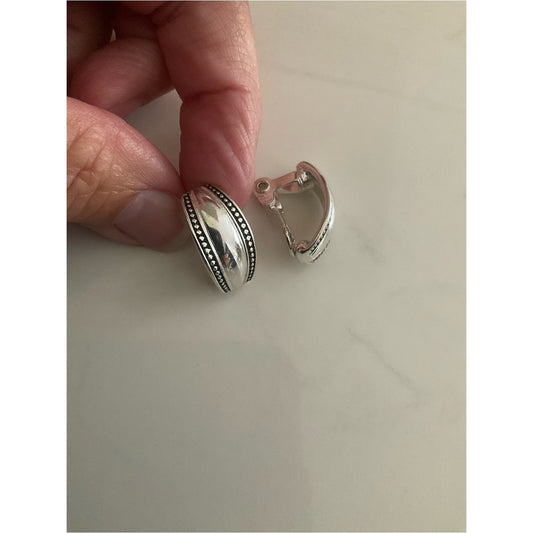 Napier Silver-Tone Dome Clip-On Earrings with Beaded Edge