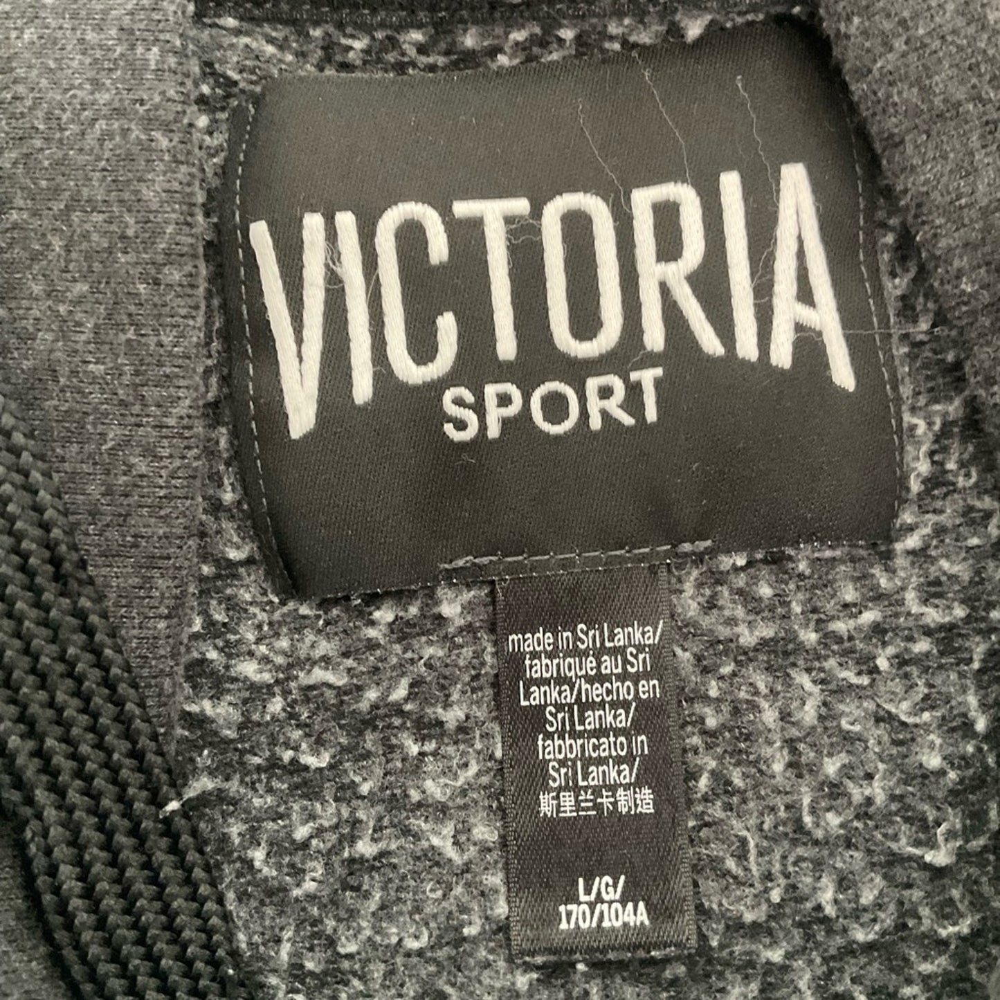 Victoria Sport hooded sweatshirt in dark gray. No pockets