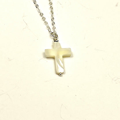 Jackie Gallagher Designs - Mother of Pearl Cross Necklace