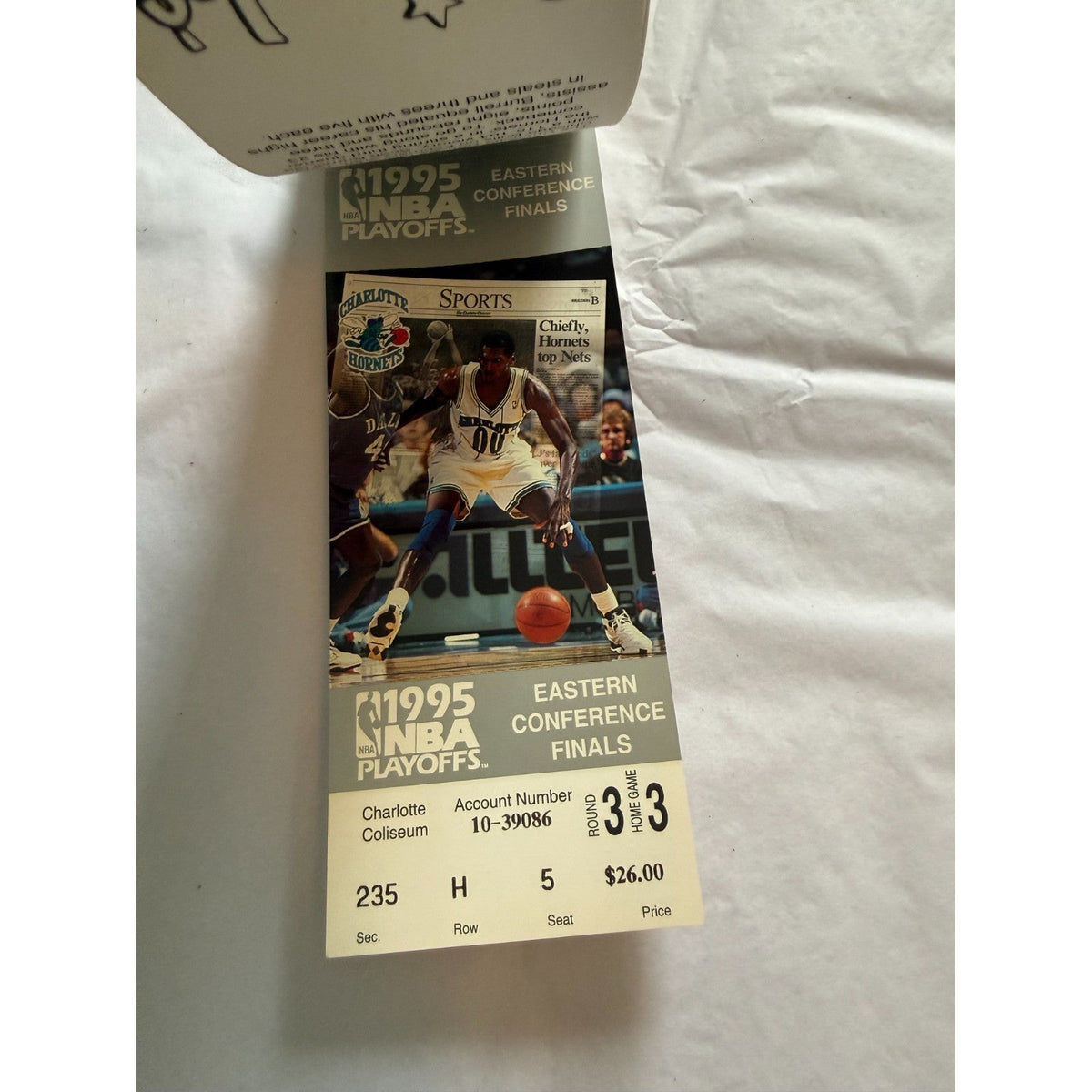 Charlotte Hornets Vintage 1995 Playoff Tickets - Nearly Complete Book NBA - Rare