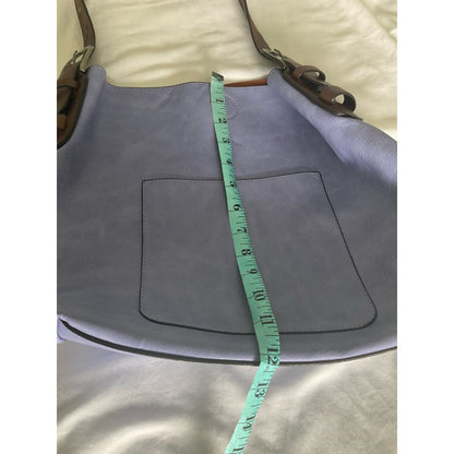 Lavender Shoulder Tote with Brown Strap Accents