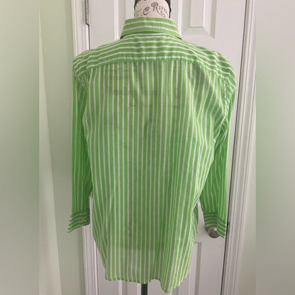 Lauren Ralph Lauren Green Striped Women's Button Down Shirt