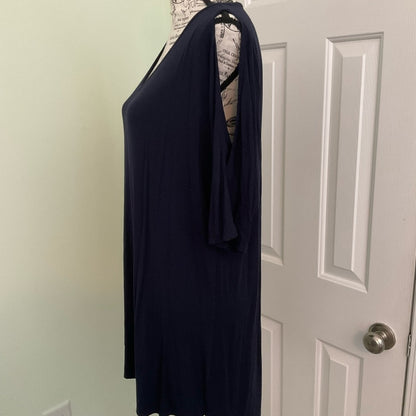 Isaac Liev v-neck cold shoulder Tunic - dark blue