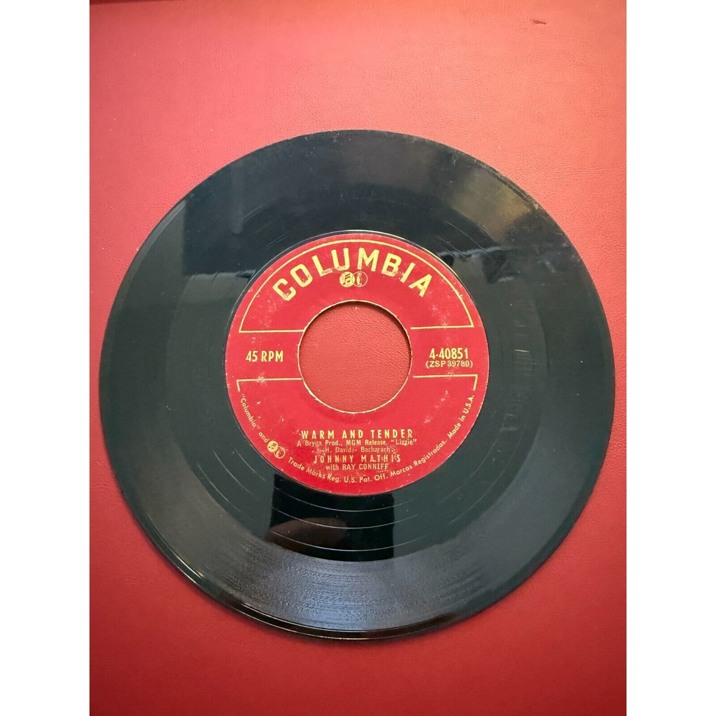 Johnny Mathis...."It's Not For Me To Say & Warm And Tender" 45 RPM 7" Vinyl